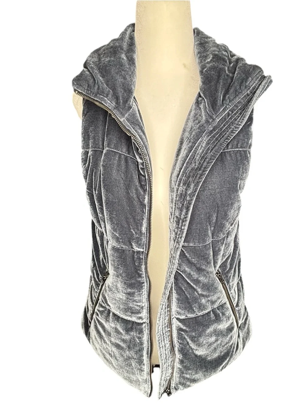 Dylan Gray Velvet Hooded Puffer Vest Size Small